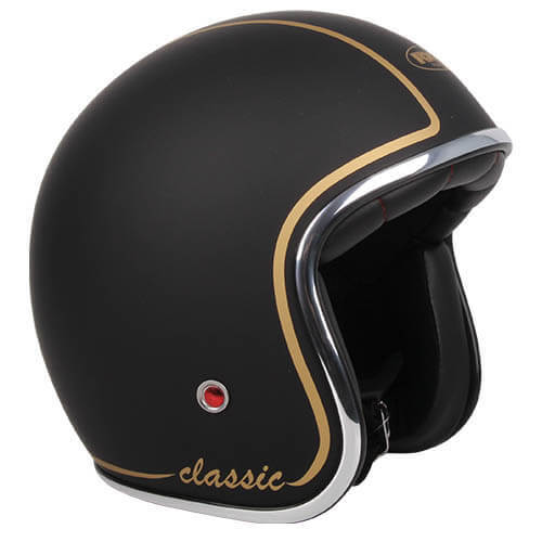 RXT A611C Classic Open Face Helmet w/No Studs - Matte Black/Gold/S