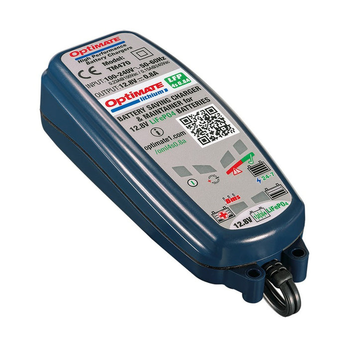 Optimate Lithium 0.8A 12V Charger For Lithium LifePO4 Batteries (BMS Auto Reset)