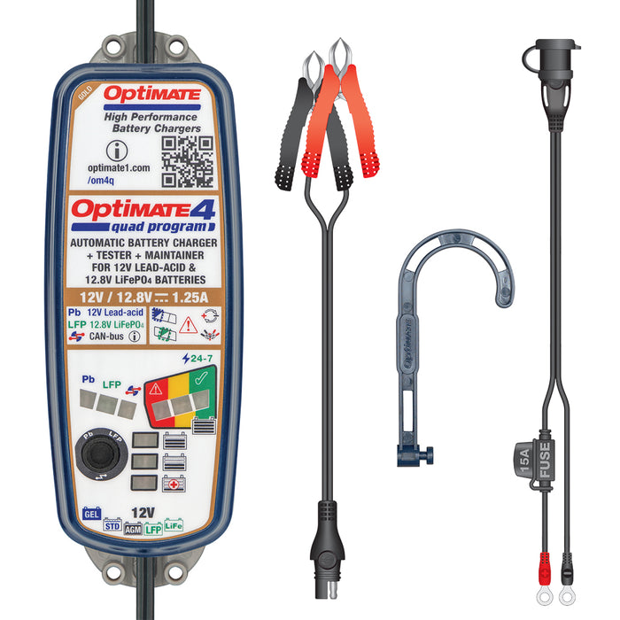 TecMate Optimate 4 Quad Program Smart Charger (12) (Suitable for BMW) 1.25 Amp (Superseded from 4-TM348)