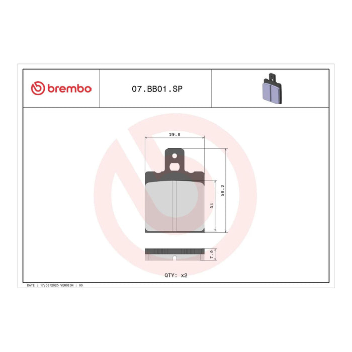 Brembo Prime Brake Pad Sinter Rear 07BB01SP