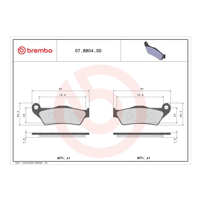 Brembo Prime Brake Pad Sinter Front 07BB04SD