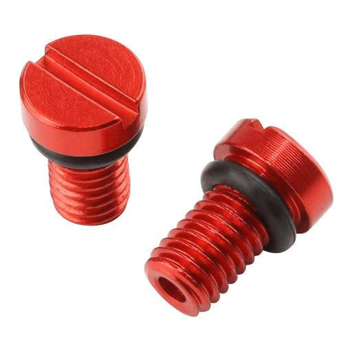 Zeta Front Fork Air Valve Cap Screws for KYB / Showa (2 Pack) - Red