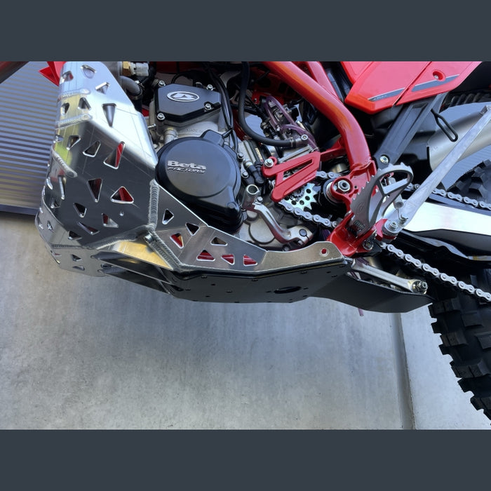 P-TECH Skid plate with exhaust pipe guard and plastic bottom for Beta 250/300RR 2023-2024