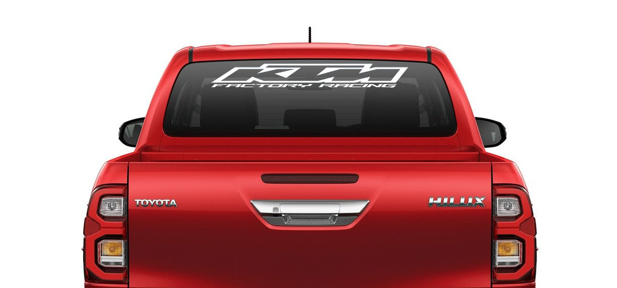 Rear window decal - 'KTM FACTORY RACING'