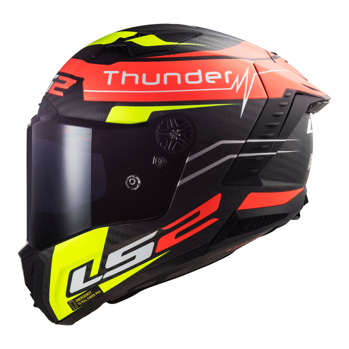 LS2 FF805C Thunder Carbon Attack - Matte Red / Hi-Vis Yellow 06