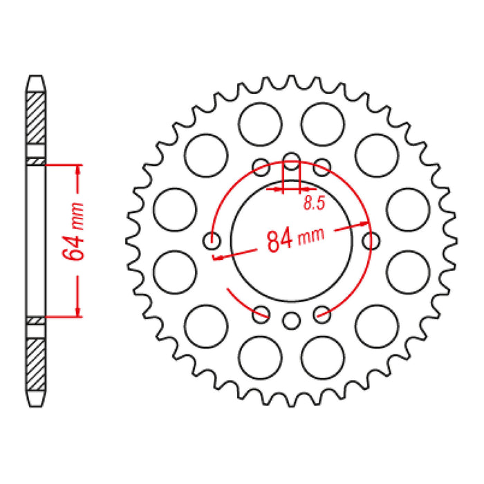 MTX 809/2 Steel Rear Sprocket #428 (11-053)