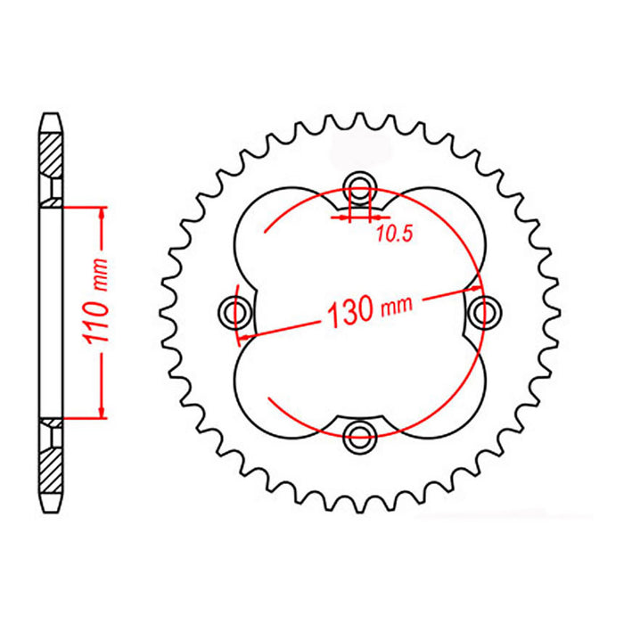 MTX 1350 Steel Rear Sprocket #520 (11-HA2)
