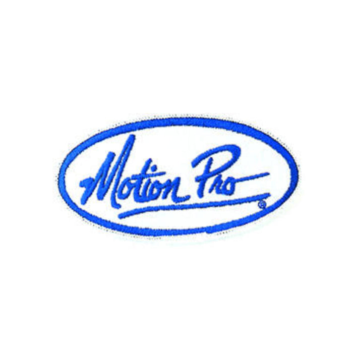 Motion Pro Patch Oval White, w/Blue Lettering