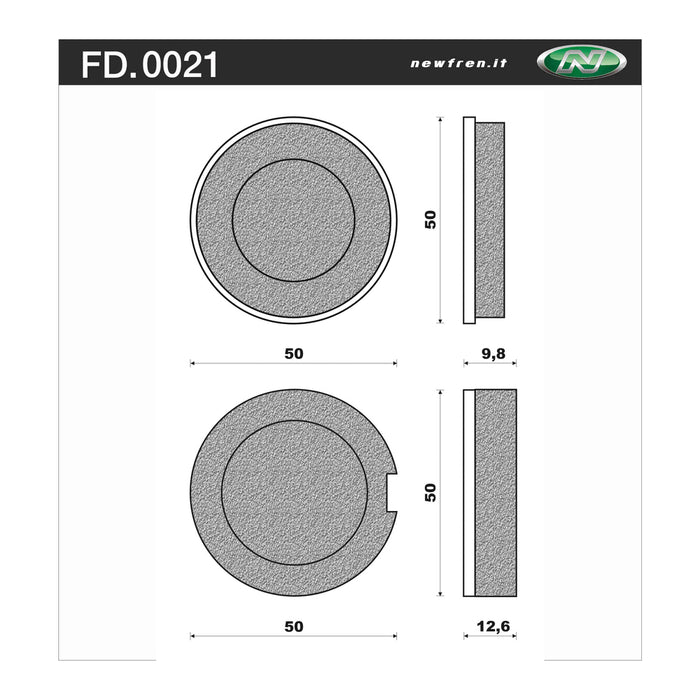 New Fren Front Brake Pads -Touring Organic Suzuki GT125 74-79/GT185 74-79