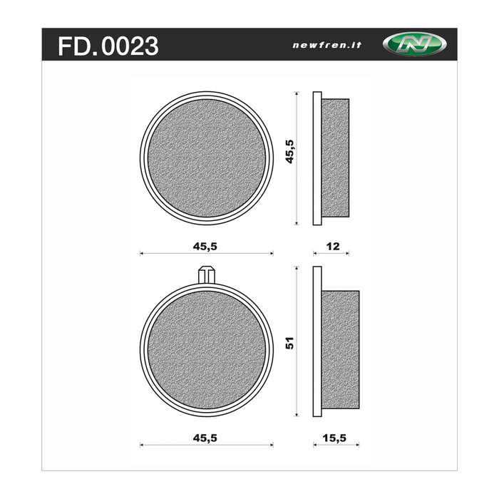 New Fren Front Brake Pads - Touring Organic Yamaha RD125 74-76 / RD200 75-76