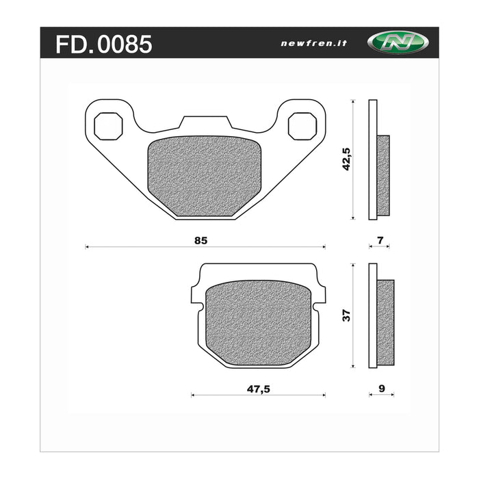 New Fren Front/Rear Brake Pads - Touring Organic (can also use 1-FD0016-BT) Aprilia/Bolwell PGO SYM/BUG