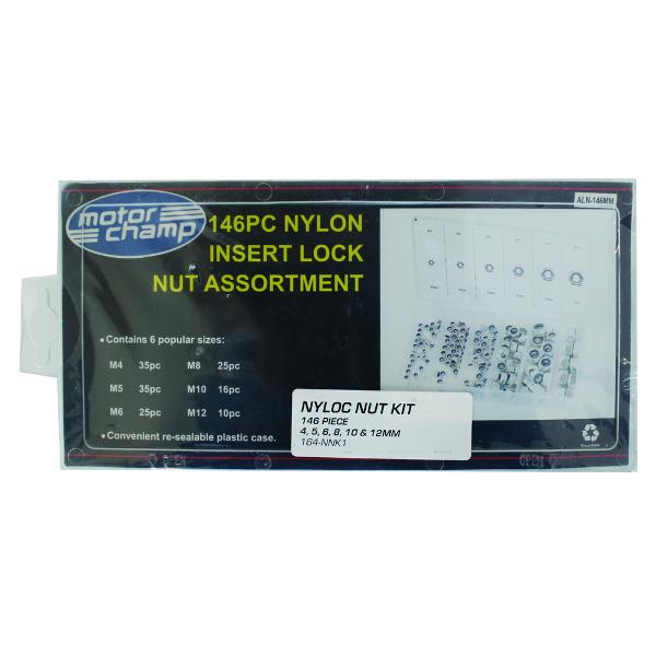 Nyloc Nut Kit 4,5,6,8,10,12mm 146 Pc