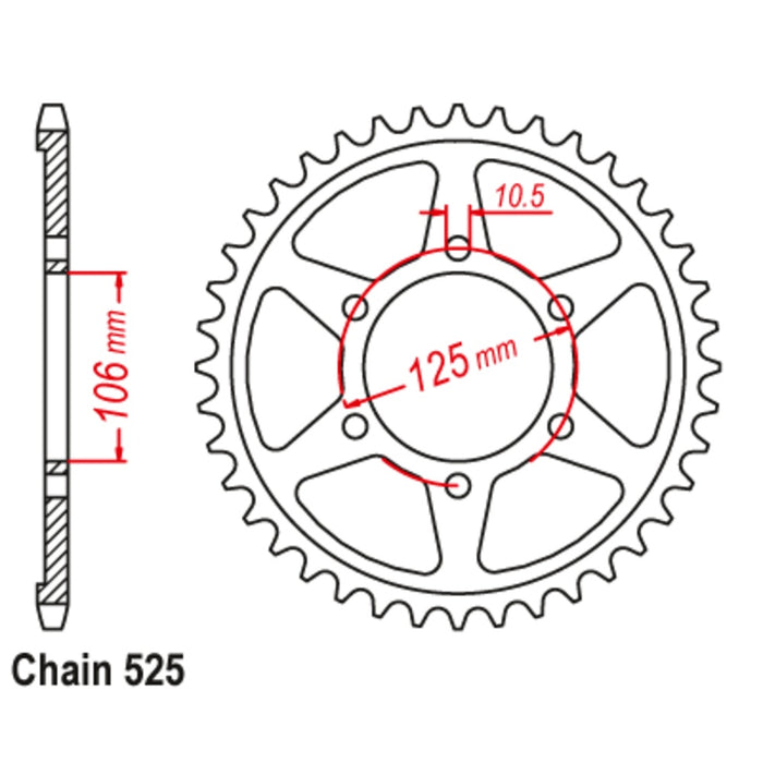 Supersprox Sprocket - 44T Triumph Rear (2014) TRIUMPH 1200 BONNEVILLE BOBBER 2017-2020