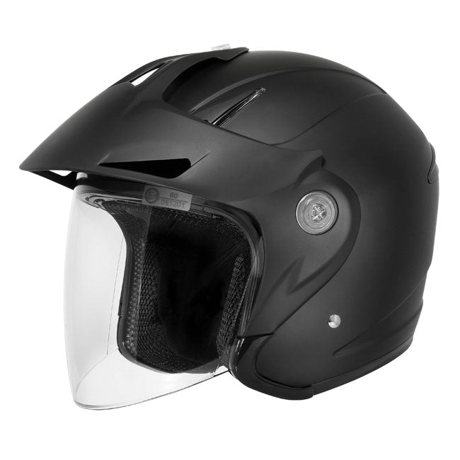 Dririder Freedom J2P Touring Motorcycle Open Face Helmet - Matte Black/XS