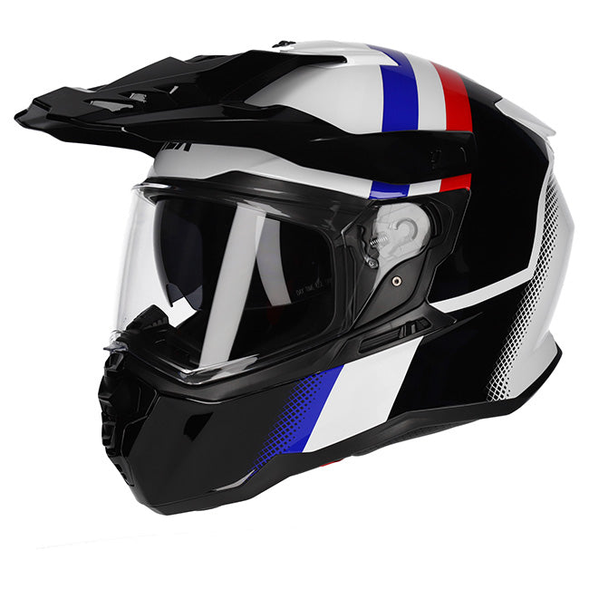 M2R Hybrid Fade PC-2 Motorcycle Helmet - Black/White/Red/Blue/XS