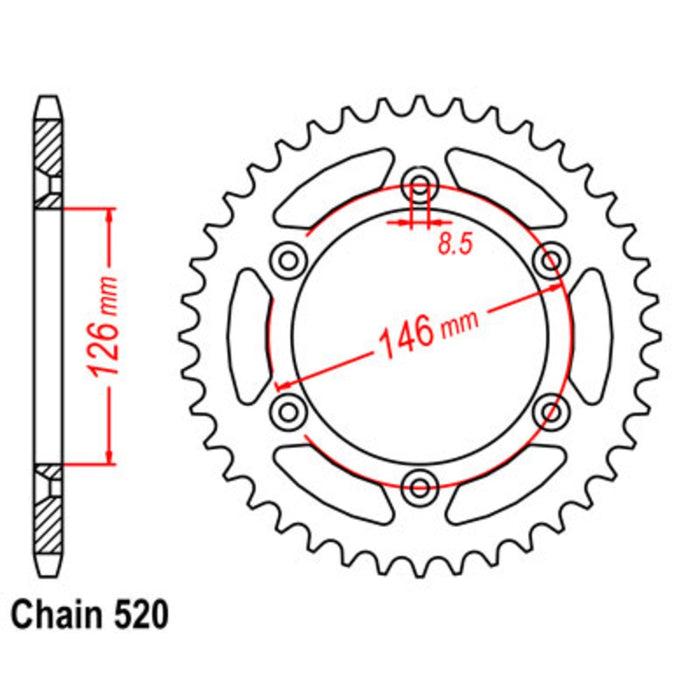 Supersprox Sprocket - 47T Gold Alloy - Kawasaki KLX400R 2003-2005 (808)