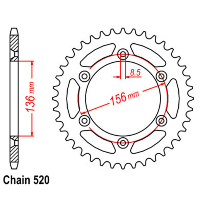 Supersprox Sprocket - 50T Red Alloy Husky/Gas Gas (1512)