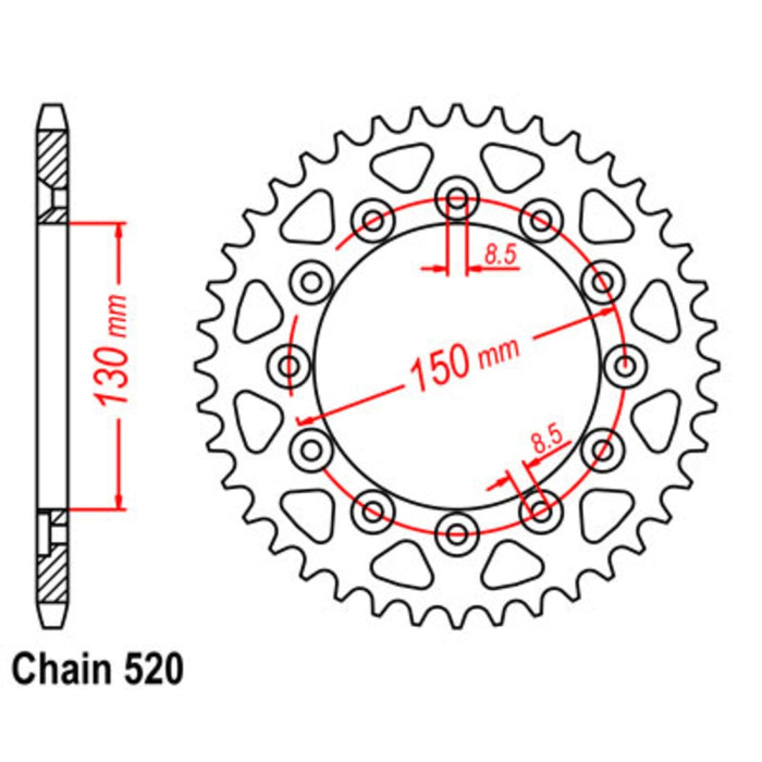 Supersprox Sprocket - 47T Blue Alloy - Honda CB250F HORNET 1996-2001/ - Yamaha TT-R230 2005-2022 (245)