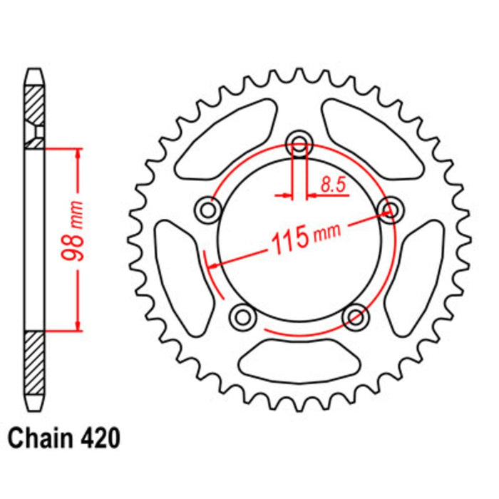 Supersprox Sprocket - 47T Black Alloy - KTM 60 SX 1998-2000 65 (004)