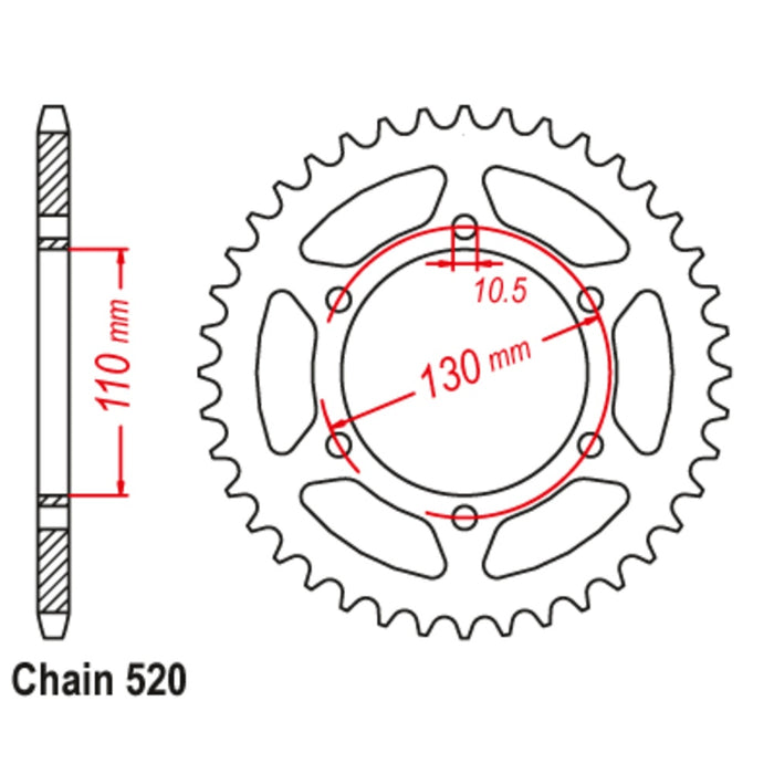 Supersprox Sprocket - 46T Black Stealth - Kawasaki EL250 ELIMINATOR 1993-1996 520 p. (198) (486)