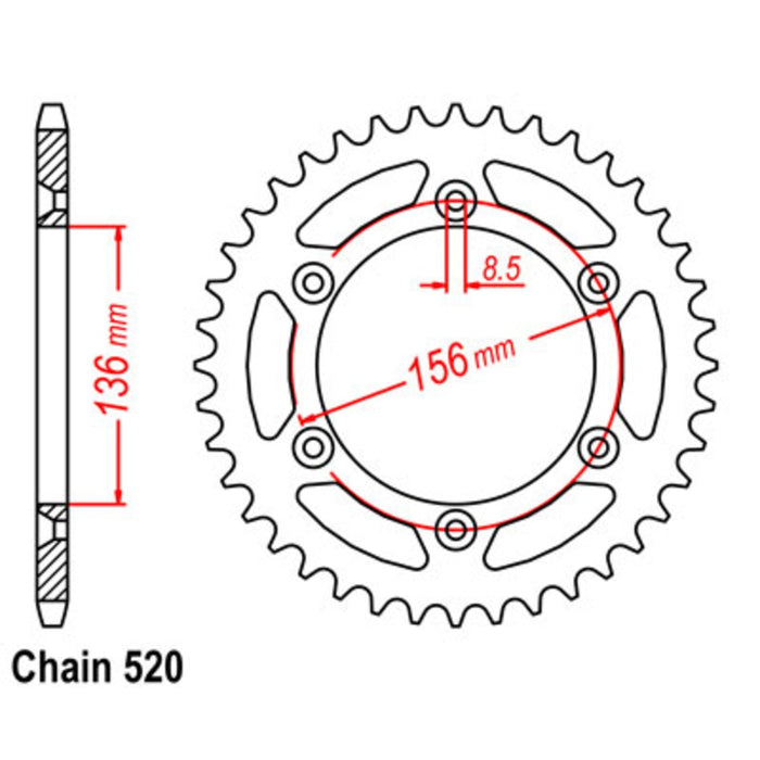 Supersprox Sprocket - 47T Stealth Husky/Gas Gas Rear (1512) Red