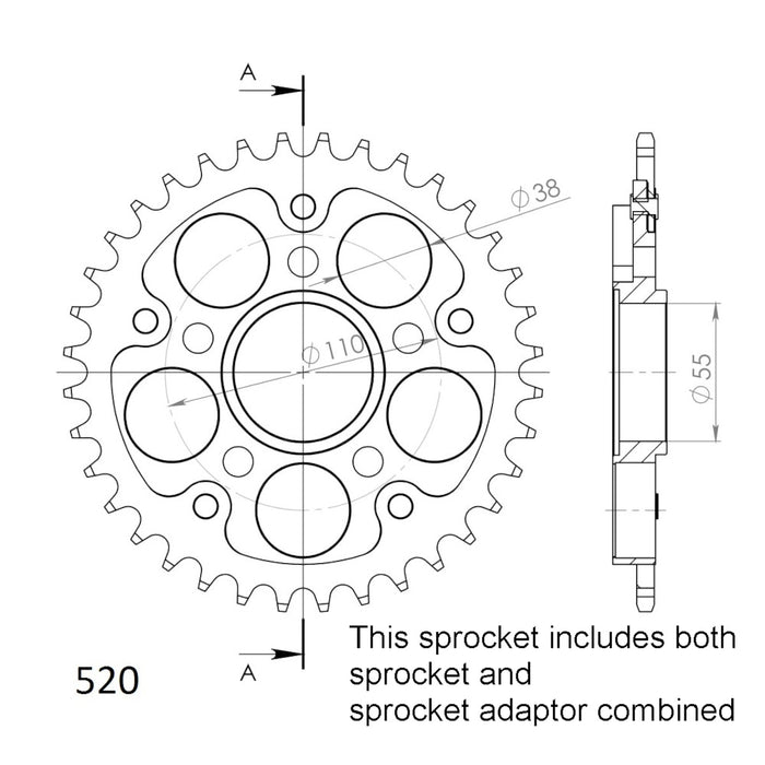 Supersprox Sprocket - 36T Stealth Ducati Rear (736) Red Ducati 1000 DS Multi Strada 2003-2006/1000 Monster S2R 2007-2008
