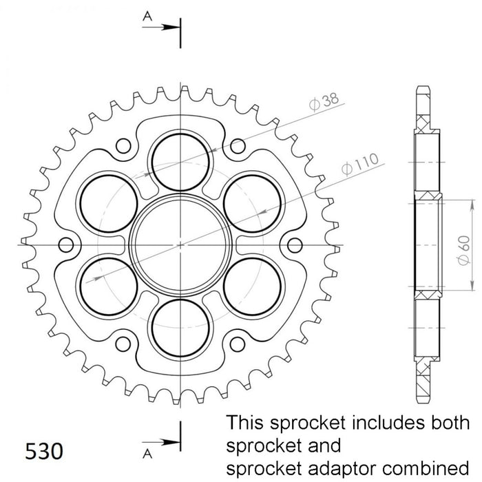 Supersprox Sprocket - 44T Stealth Ducati 1200 MULTISTRADA 2010-2017 Rear (737_530) Red
