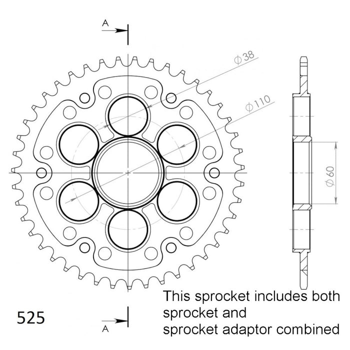 Supersprox Sprocket - 40T Stealth Rear Ducati 1100 PANIGALE V4 2018-2021 525p (755_525) Gold