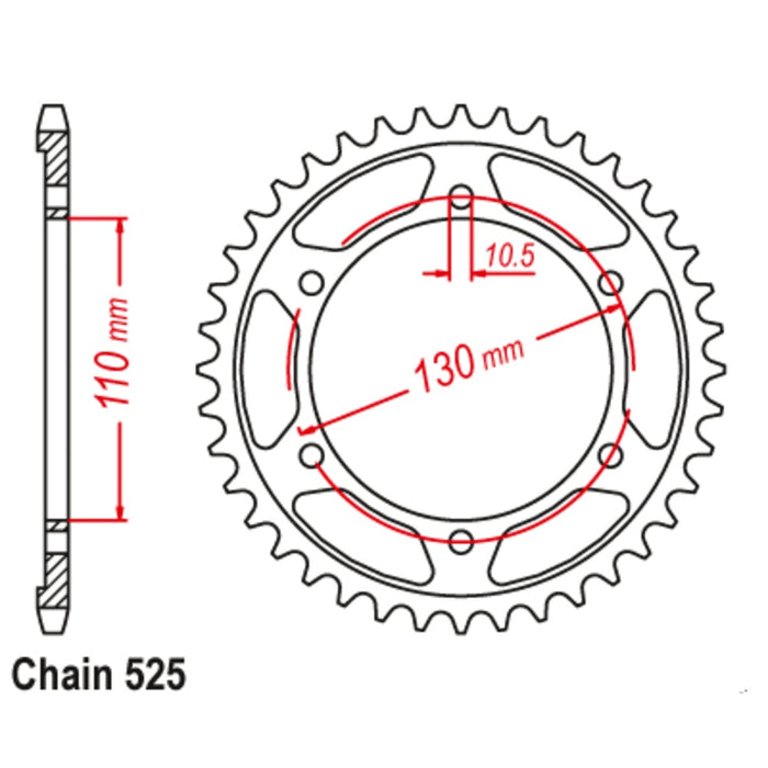Supersprox Sprocket - 44T Supersrox Stealth Rear Yamaha MT-07 TRACER 2017-2020 525p (480) Black