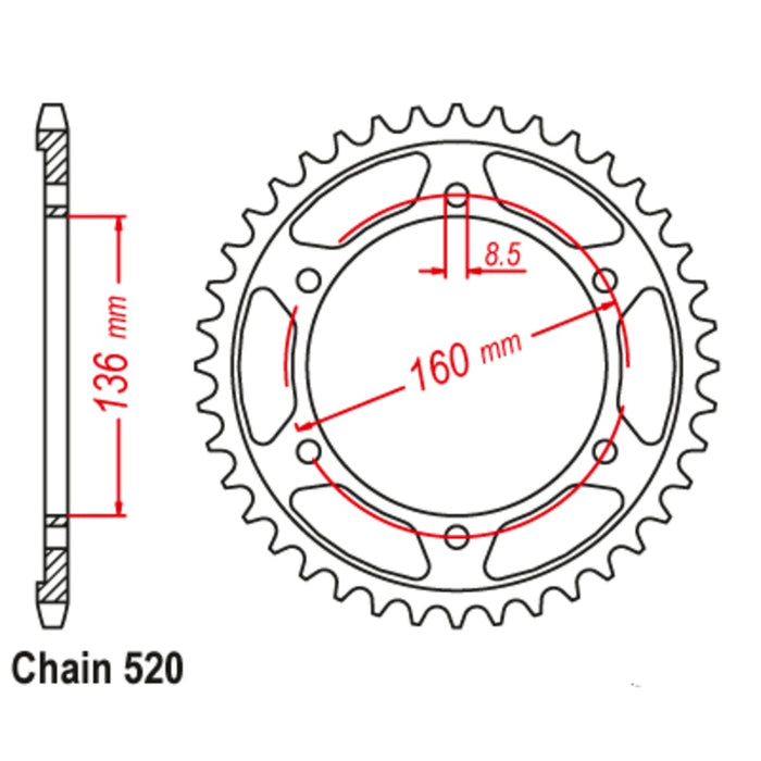 Supersprox Sprocket - 47T Stealth BMW F650 FUNDURO 1997-2000 (005)