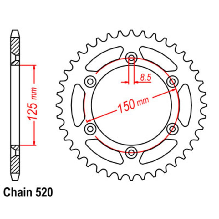 Supersprox Sprocket - 44T Orange Stealth KTM 125 EXC 1995-2015/Husaberg FC450 2001-2005 Rear (990)