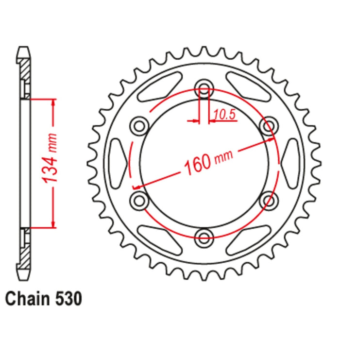 Supersprox Sprocket - 44T Stealth Honda Rear (1306) Honda CBR1000RR 2004-2016/CBR1000RR ABS 2008-2016