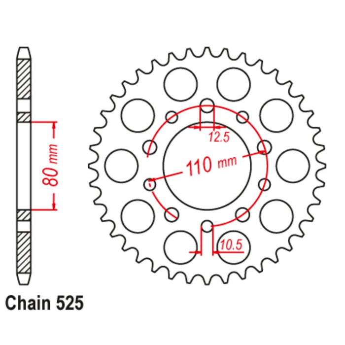 Supersprox Sprocket - 46T Stealth Honda Rear (1332) RED Honda CB400 SUPER FOUR 2008-2012/ CB400 SUPER FOUR ABS 2008-2016