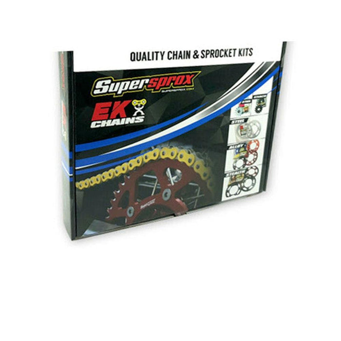 SuperSprox and EK Chain -  Honda CRF450R 04-16,Front: ML4-13,Rear: KAE-51 BLACK ALLOY,Chain: 520 MRD7 GOLD