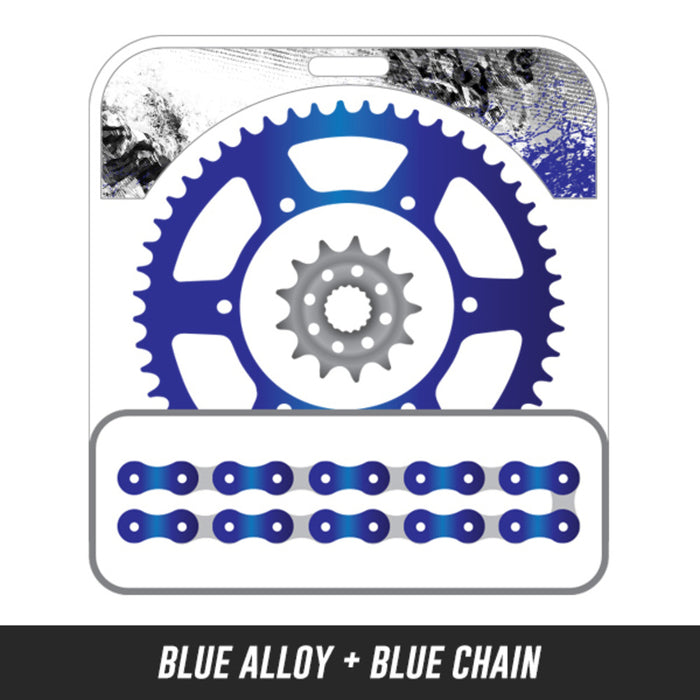 85TC 14-16,Front: KT5-13,Rear: KM4-46 ALLOY BLUE,Chain: 428 SHDR Blue