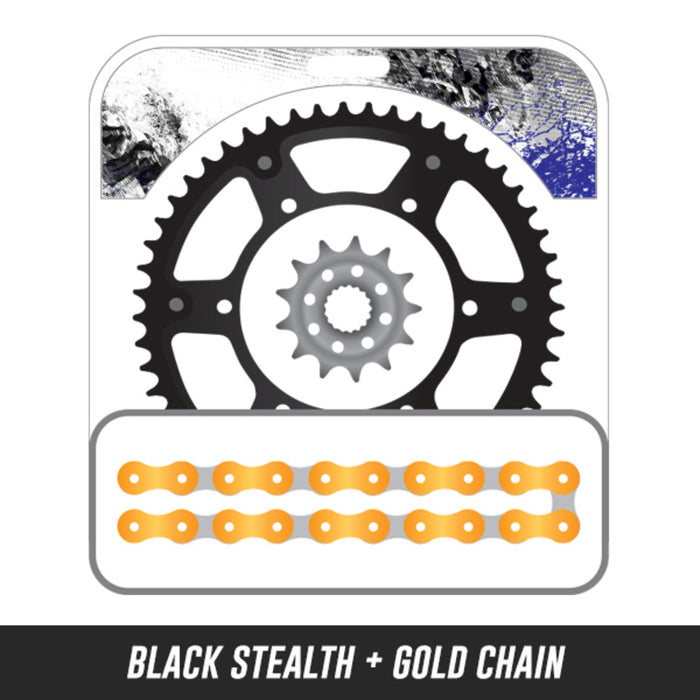 YZ250/YZ450F 00-16,Front: 167-13,Rear: 428-50 STEALTH BLACK,Chain: 520 SRX2 GOLD