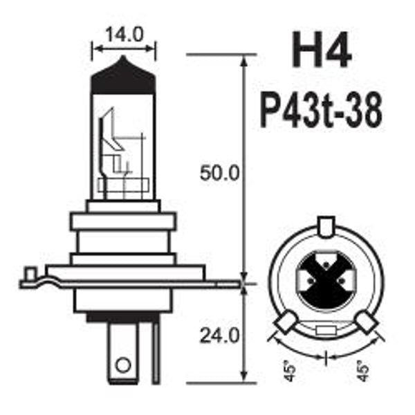 Bulb 12V 100/90 P43T Halogen H4 (1)