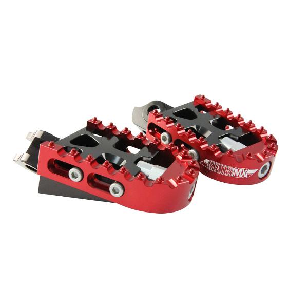 STATES MX Footpegs Adjustable Suzuki Red