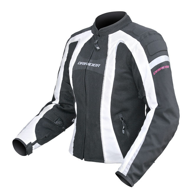 Dririder Airstream Ladies Motorcycle Textile Jacket - Black/White XS