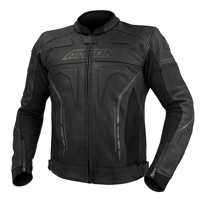 Argon Scorcher Non-Perforated Motorcycle Leather Jacket -  Black/Grey/52 (L)