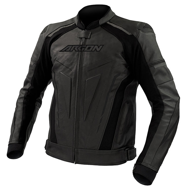 Argon Descent Non-Perforated Motorcycle Leather Jacket -  Stealth/56 (Xl-2X)
