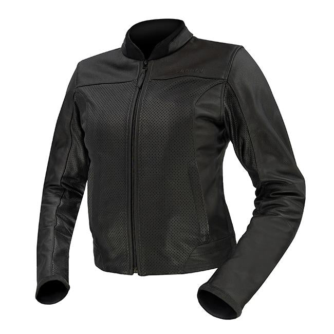 Argon Abyss Perforated Womens Motorcycle Leather Jacket - Black/8
