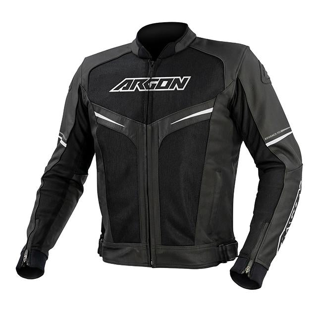 Argon Fusion Motorcycle Leather Jacket - Black/White/50 (M-L)