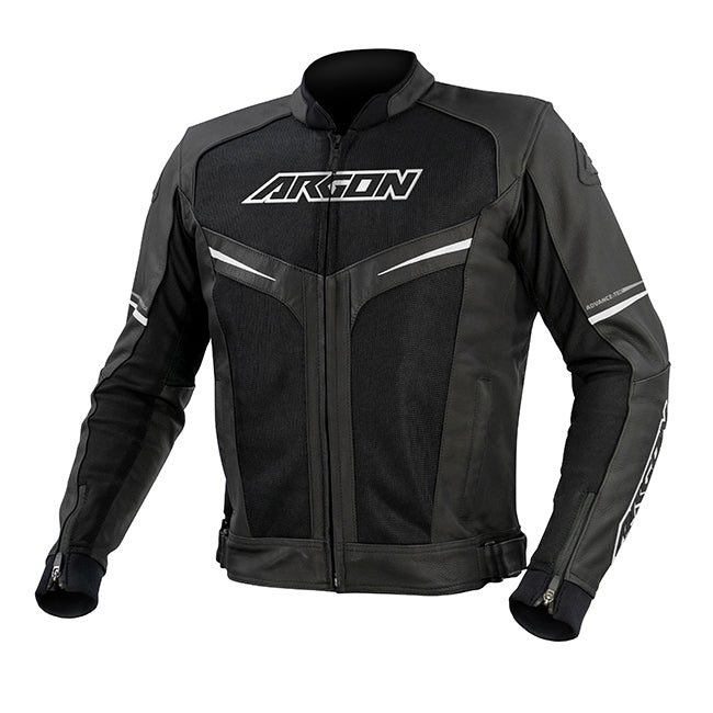 Argon Fusion Motorcycle Leather Jacket - Black/White/58 (2X)