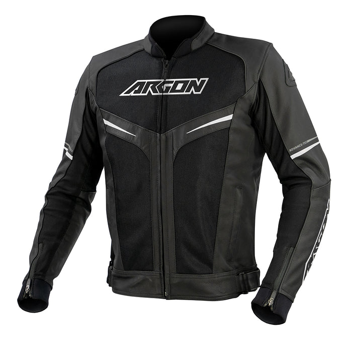 Argon Fusion Motorcycle Leather Jacket - Black/White/62 (3X-4X)