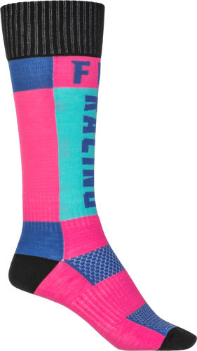 Fly Racing Mx Thick Socks - Pink/Blue/L/XL