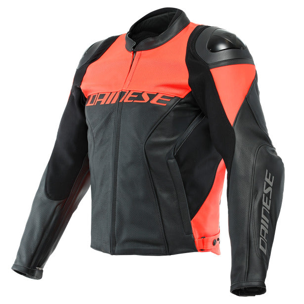 Dainese Racing 4 Perforated Leather Jacket - Black/Fluo-Red/52