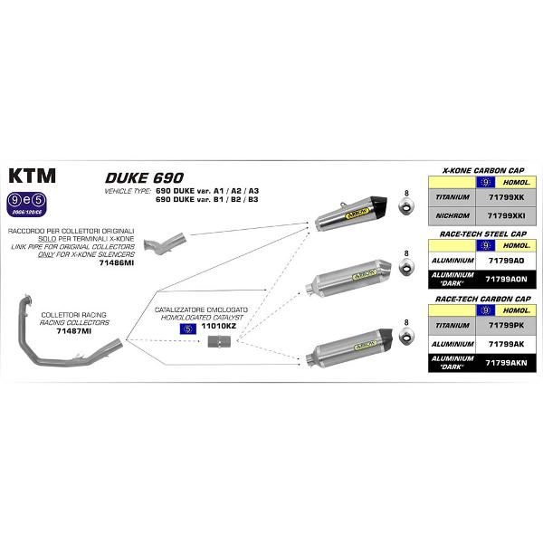 Arrow KTM Duke 690 12-13 Hom Nichrome X-