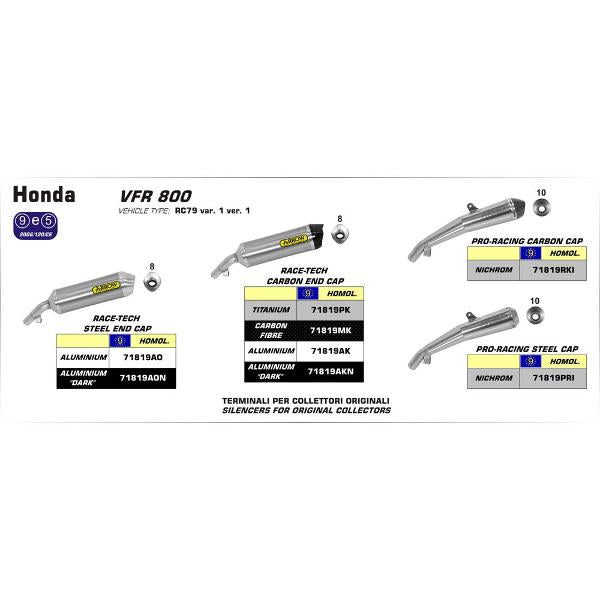 Arrow Honda Vfr800F 14 Hom Aluminium Dark