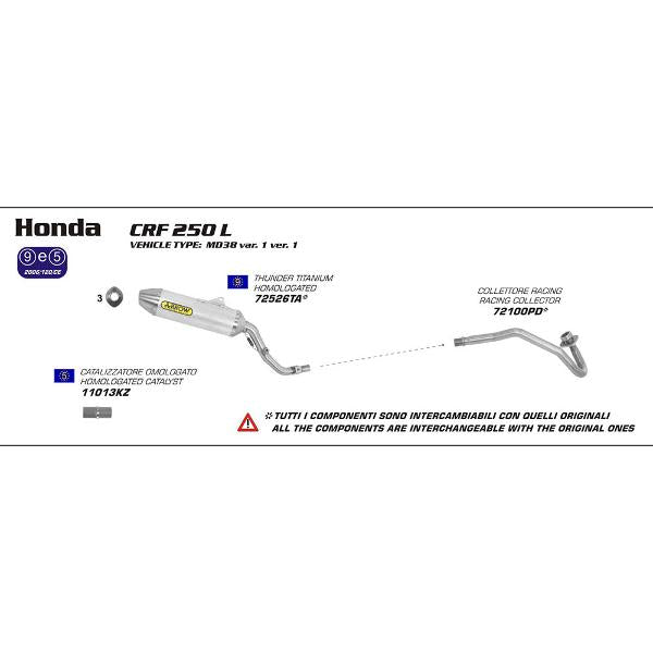 Arrow Honda Crf 250L 12-13 Hom Aluminium Thunde
